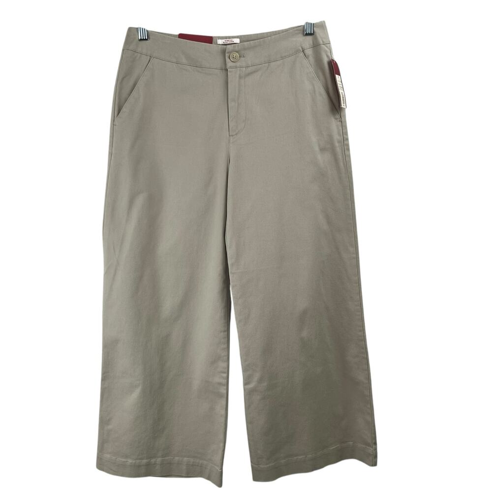 Merona Wide Leg Crop Pants Deadstock Y2K NWT 2 Khaki Tan Mid Rise Chino Trousers